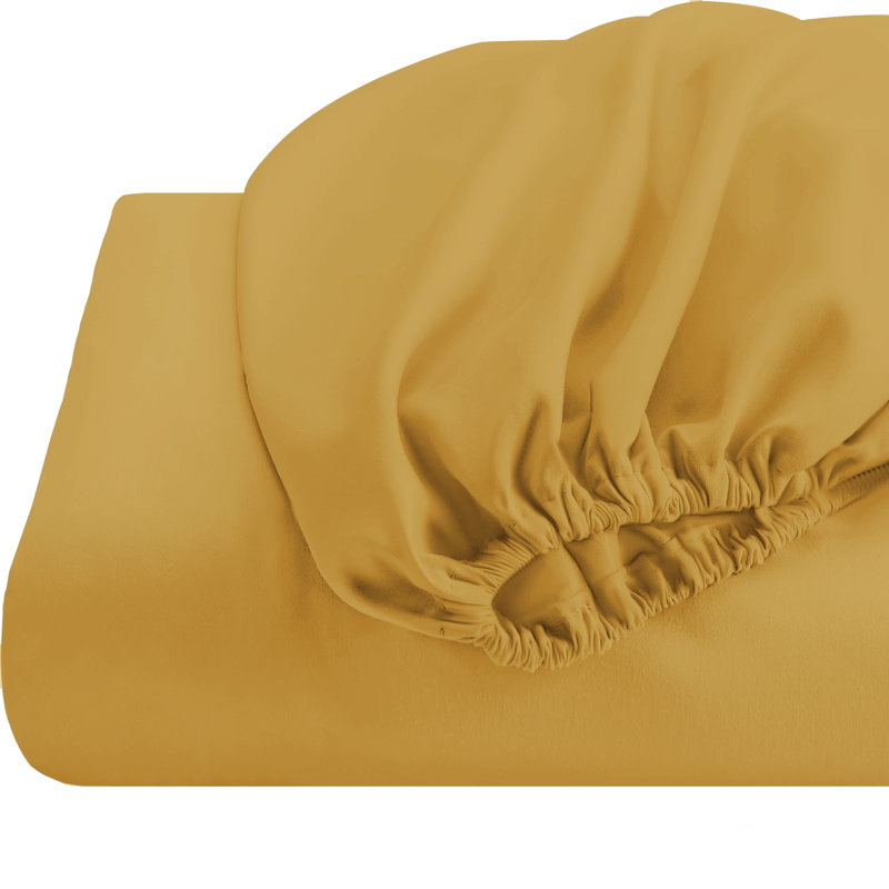 Super Soft 200 Thread Count Microfiber Brushed Fitted Bed Sheet, Single (3'), Ochre
