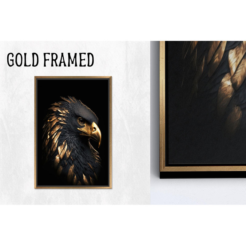 «Golden Eagle», impression sur toile, portrait d'oiseau noir et doré, 114,2 po H x 63,1 po l