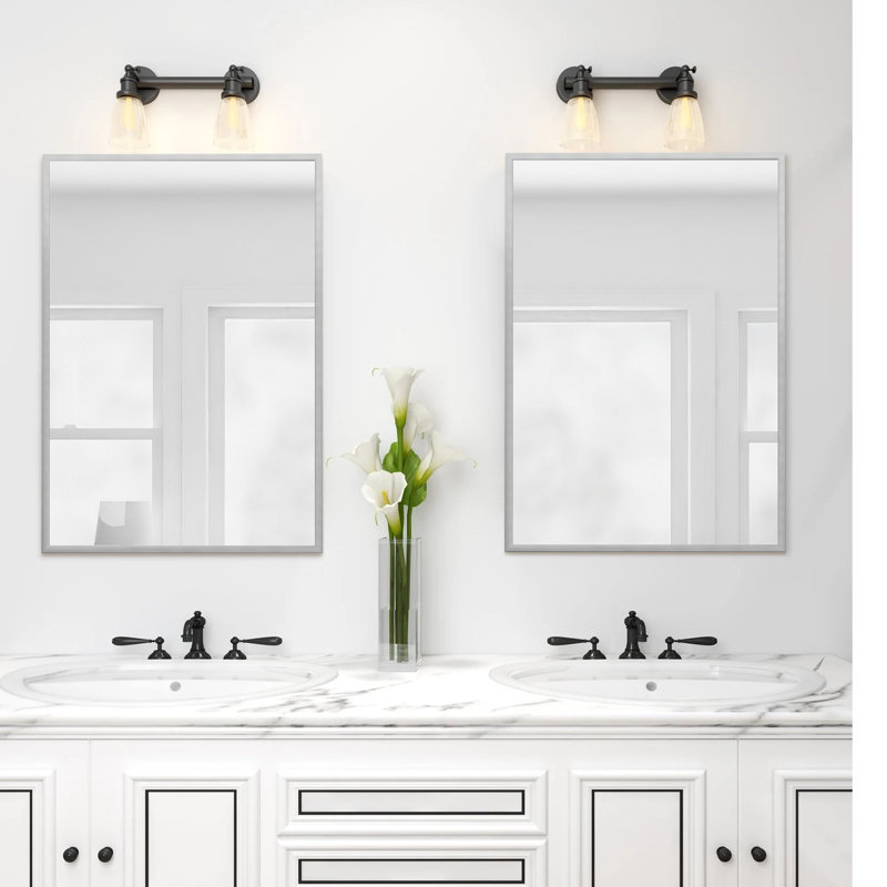 Beshore Modern & Contemporary Accent Wall Mirror, Silver, 36" x 24"