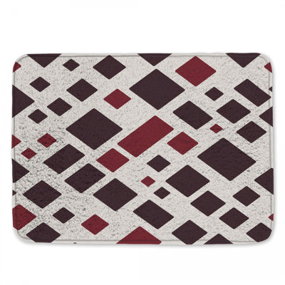Red White Diamonds Bath Mat