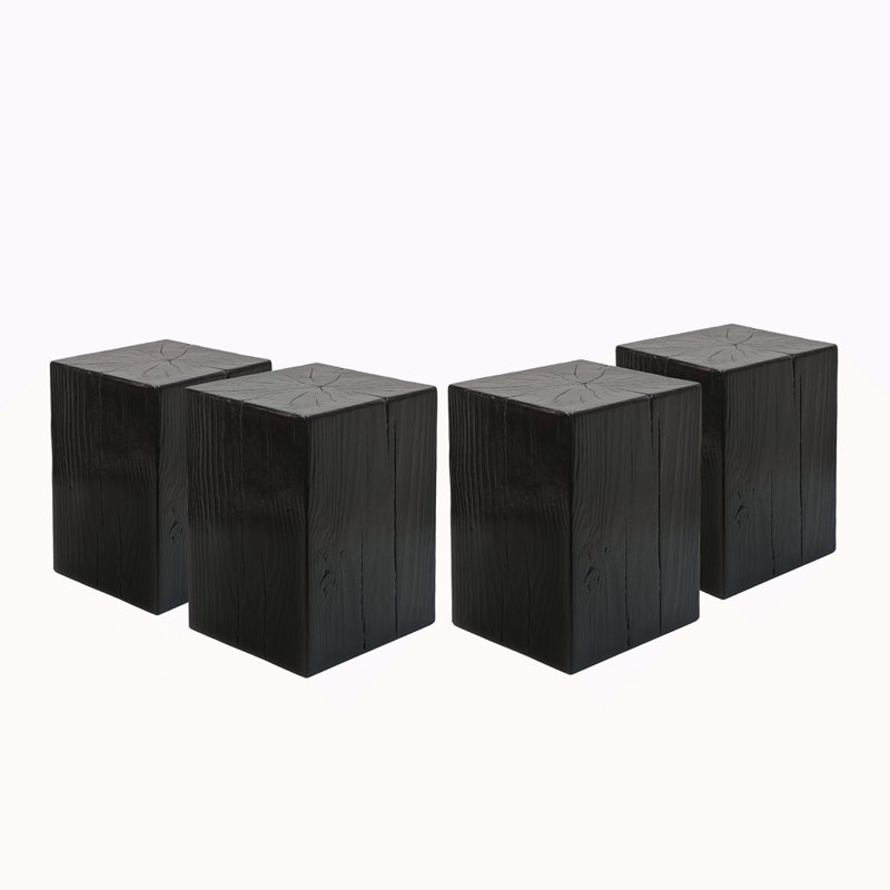 Wood-Look Square-Column MGO End Table, H18",Wood-Like Distressed Finish, Mix With Different Heights, Indoor Outdoor Use
