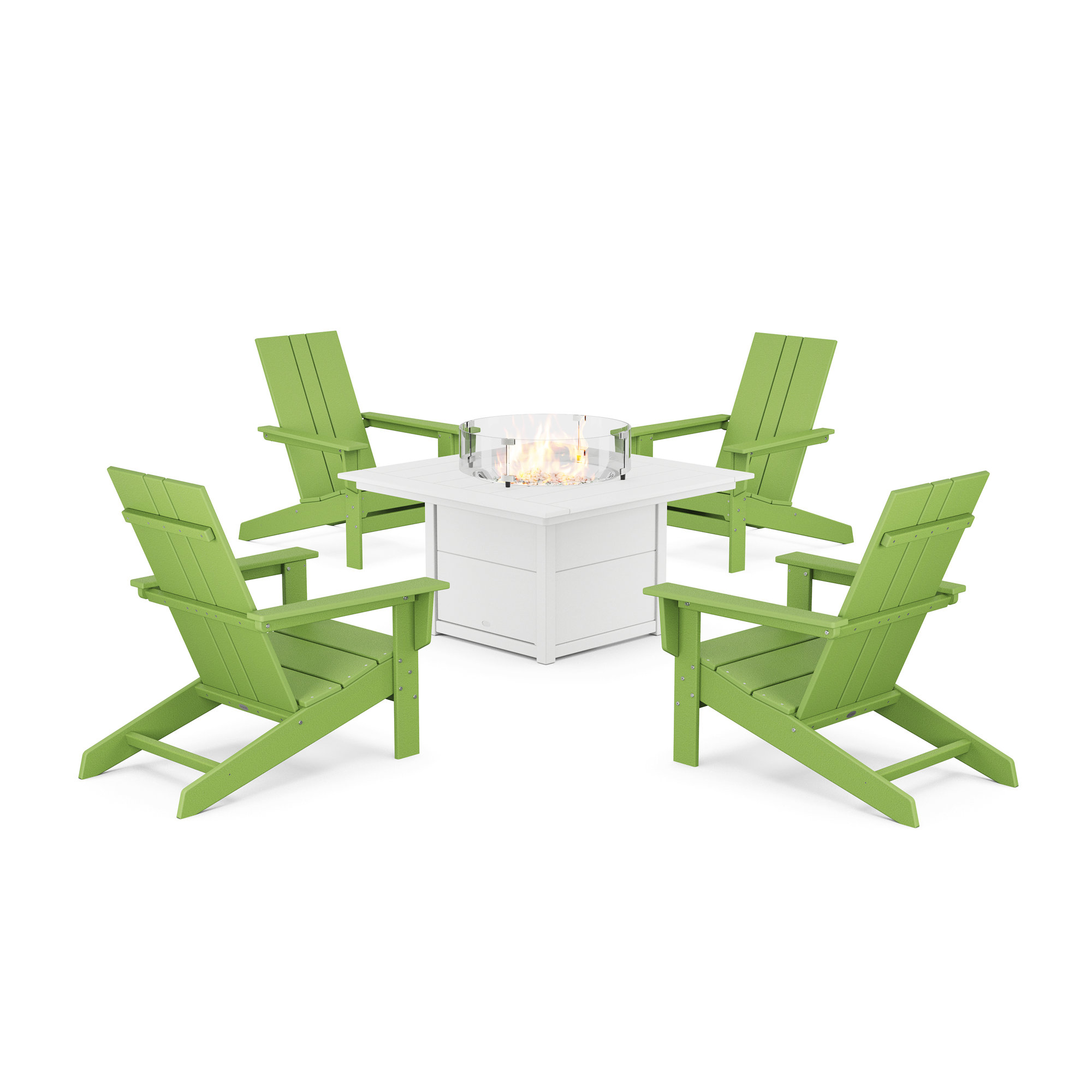 Outdoor Adirondack Chair With Table, Lime/White