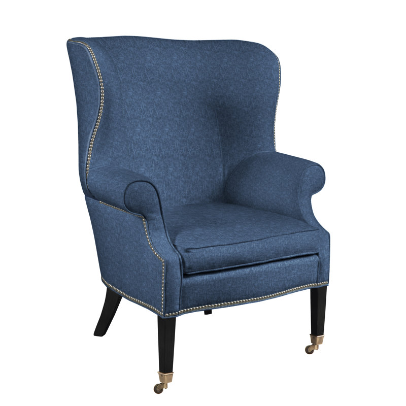 Preston 34" Wide Linen Wingback Chair, Castine Slate