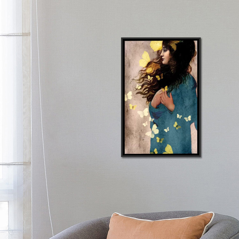 « bye bye papillon » par catrin welz-stein, reproduction d’impression sur toile tendue, H 26 po x l 18 po x P 1,5 po