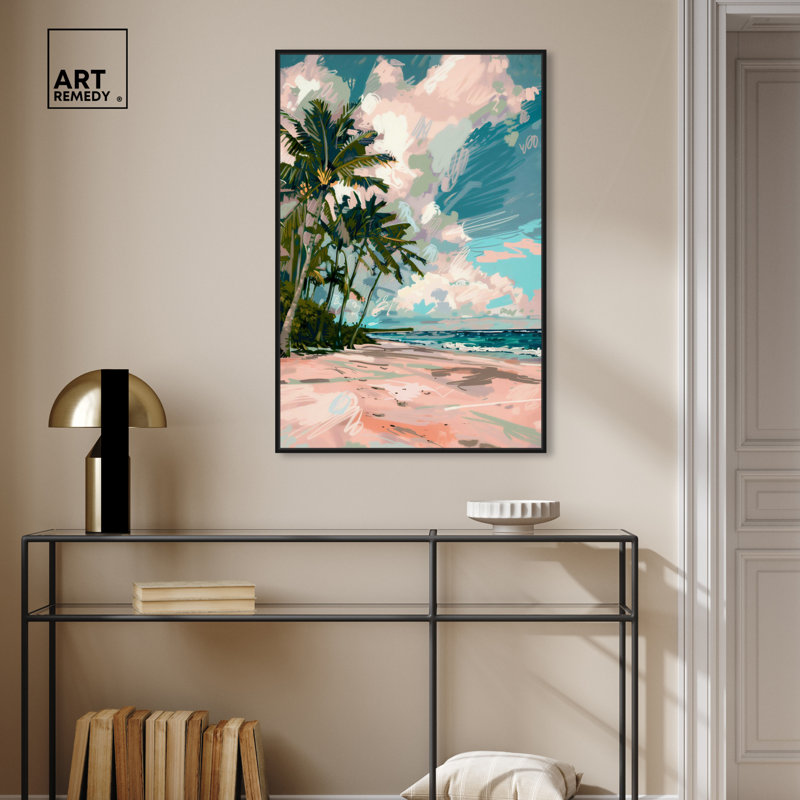 Art Remedy, paumes sous le soleil, cadre côtier coloré 57714, Cadre noir, H 37 po x l 25 po