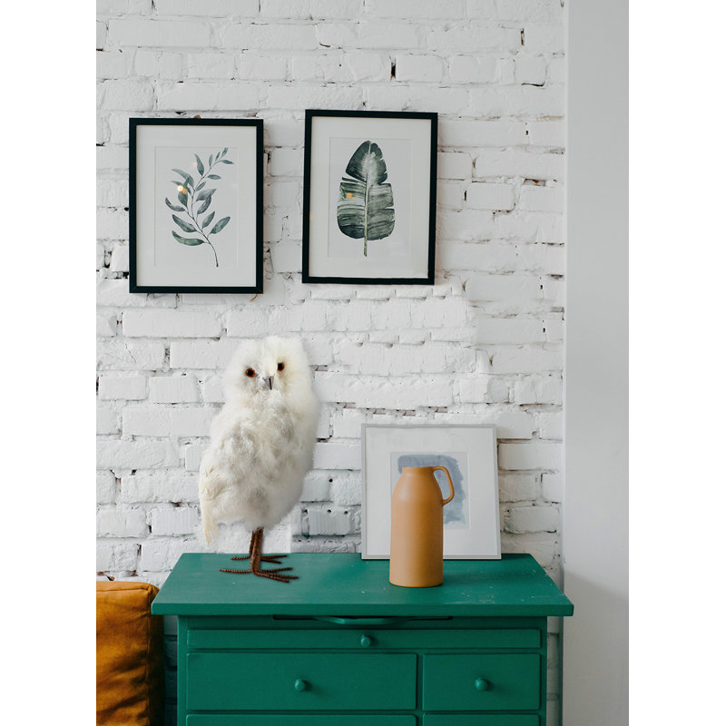 Hibou artificiel à plumes, H 17 po x l 8 po x P 8 po