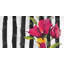 Flowers On Black And White Stripes Print On Canvas-98694238