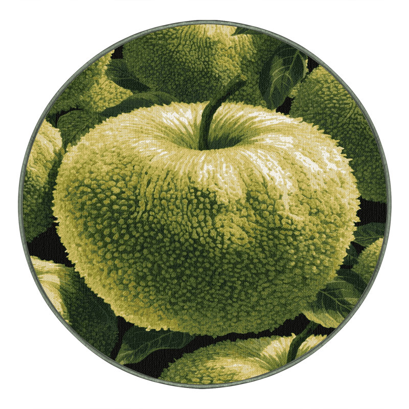 Washable Wild Custard Apple Fruits Area Rug, Round 7'