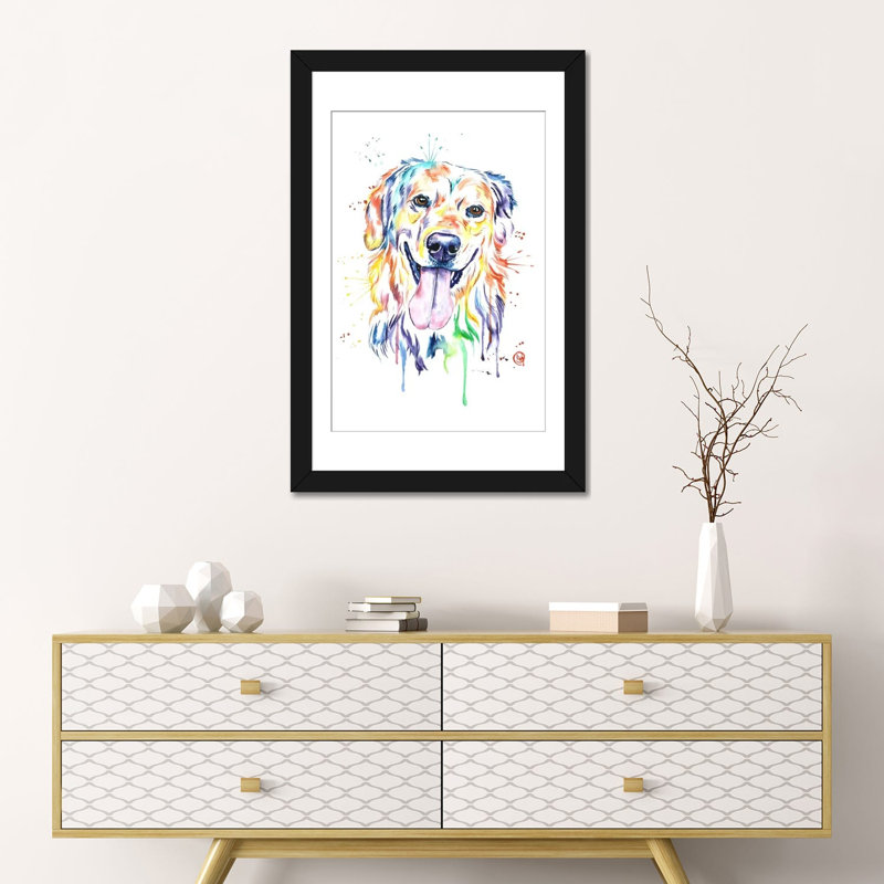 «Golden» par Lisa Whitehouse, impression sur toile, H 24 po x l 16 po x P 1 po, Papier d'art encadré noir, Blanc