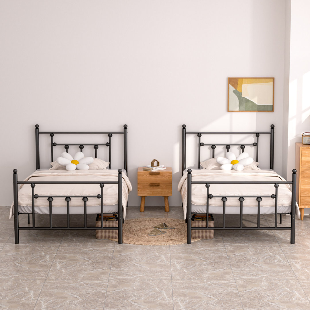 Single Size Bed Frame With Headboard And Footboard, 32 Cm Under-Bed Storage, Strong Metal Slats Support, No Box Spring Needed