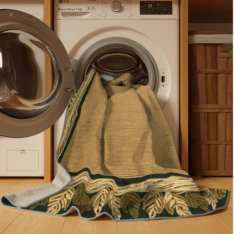 Washable Leaf Pattern Edge Farm Area Rug, Runner 2' x 5'