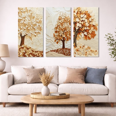 Autumn Harvest Glow Chestnut Tree – Brown Chestnut Trees 3 Piece Framed Wall Art