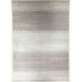 Striped Area Rug in White/Lilac