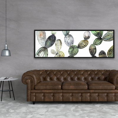 Pattern Opuntia Cactus - Framed Canvas Home Decor Art