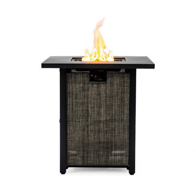 Foyer de table carré de 28 pouces avec 50 000 sorties, acier et cadre, résistant aux intempéries, pour le jardin extérieur Couvercle au gaz propane, roches, housse de pluie, approuvé, rassemblements idéaux