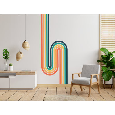 Adhésif décoratif à rayures rétro vinyle à rayures autocollant mural chambre de bébé chambre d'enfant chambre à coucher murale art mural chambre à coucher à rayures 604RS