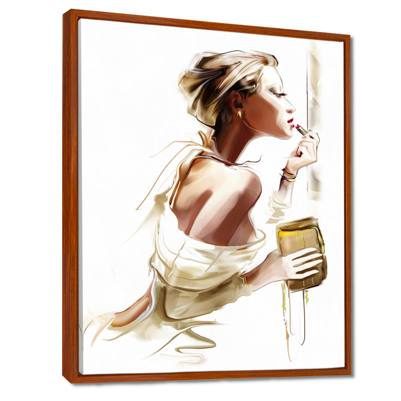 Fashion Fashion Portrait, impression numérique, H 40 po x l 30 po, Cadre flottant, Brun