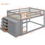 Lit superposé double avec teinte grise et rangement fonctionnel, 4 tiroirs et 3 tablettes, bois massif pour les options de rangement dans la chambre à coucher, surdimensionné, cadre A-2134976822-2134976818