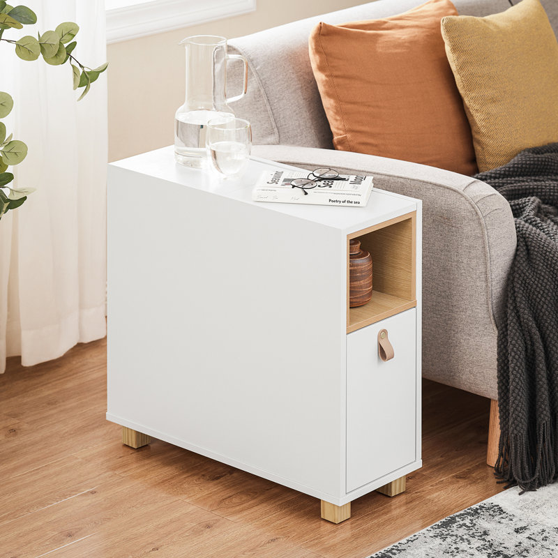 Manufactured Wood Bedside Table, White/Natural