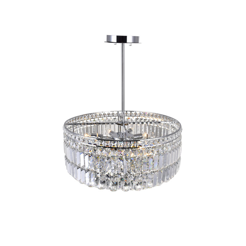 Chrome 20" Round Chandelier for Dining Room, 8-Light Crystal Chandelier with E12 Bulb Base – LED Compatible, BACL Certified