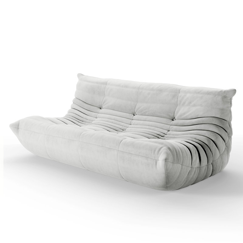Fauteuil à billes 3 places sans accoudoirs, Microfibre / microsuède blanc