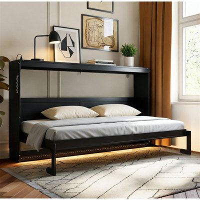 Modern Murphy Bed With LED Under-Bed Lighting, Built-In USB Outlet