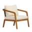 Fauteuil club d'extérieur en bois d'acacia avec dossier en osier PE et structure résistante aux rayons UV, coussin crème
