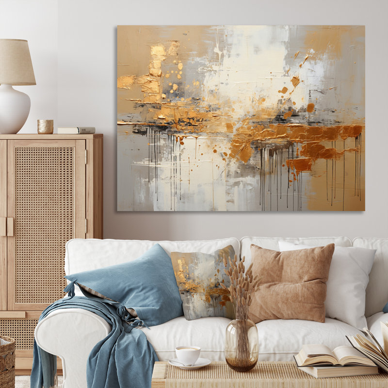 Isay Golden Gleam III - imprimé, Toile tendue, 16" H x 32" W