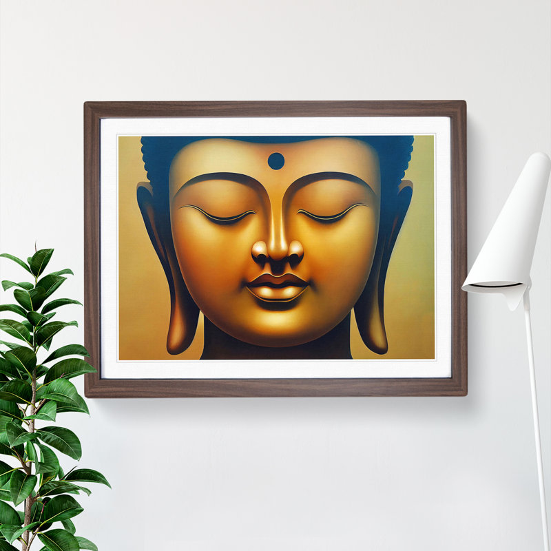 Golden Buddha Vol.1 - Single Picture Frame Print, 46cm H x 64cm W x 2cm D, Walnut Framed