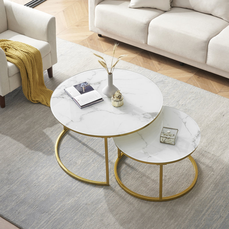 Frame Coffee Table, Bright Black, White Marble, Marble