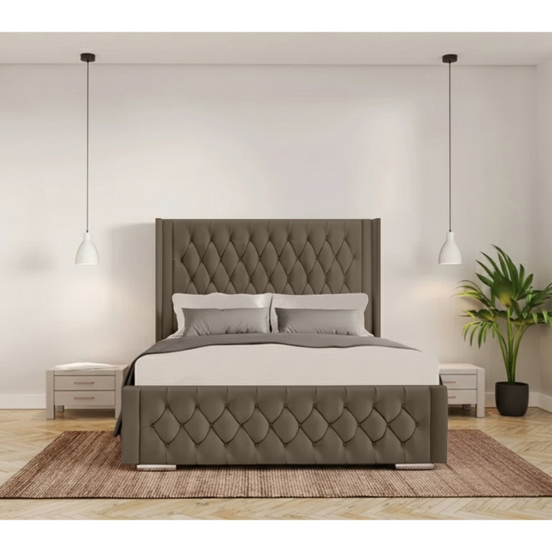 Athlene Upholstered Bed Frame, Single (3'), Mole
