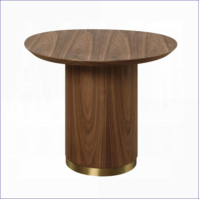 Table basse peu encombrante en noyer avec base piédestal pour une salle à manger intime Salon