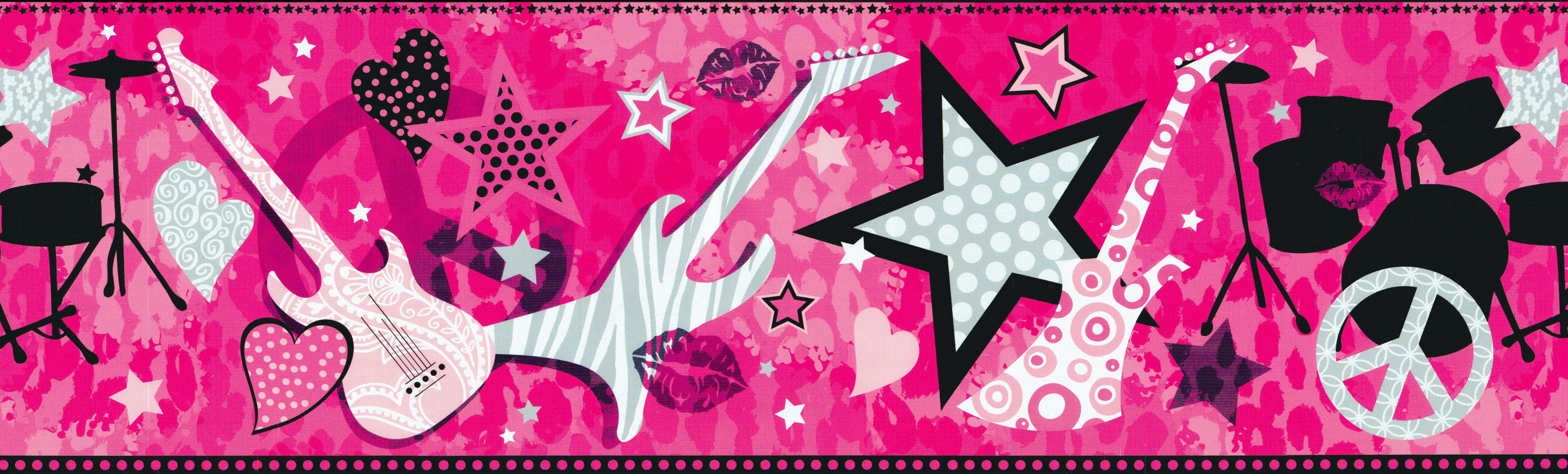 Isabelle & Max™ Prepasted Wallpaper Border - Kids Pink, Black, Grey ...