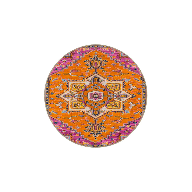 Orange Star Themed Woven Base Carpet And Washable Carpet, Rectangle 5' x 9'11"