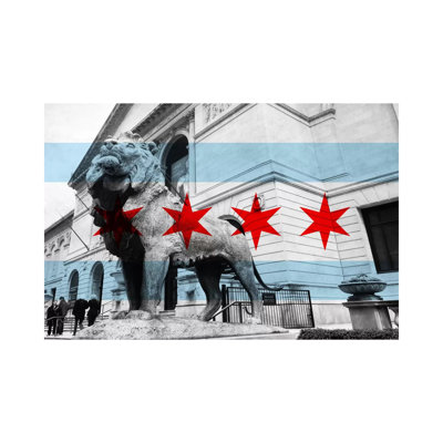Chicago FlagArt Institute Of Chicago - Wrapped Canvas Print