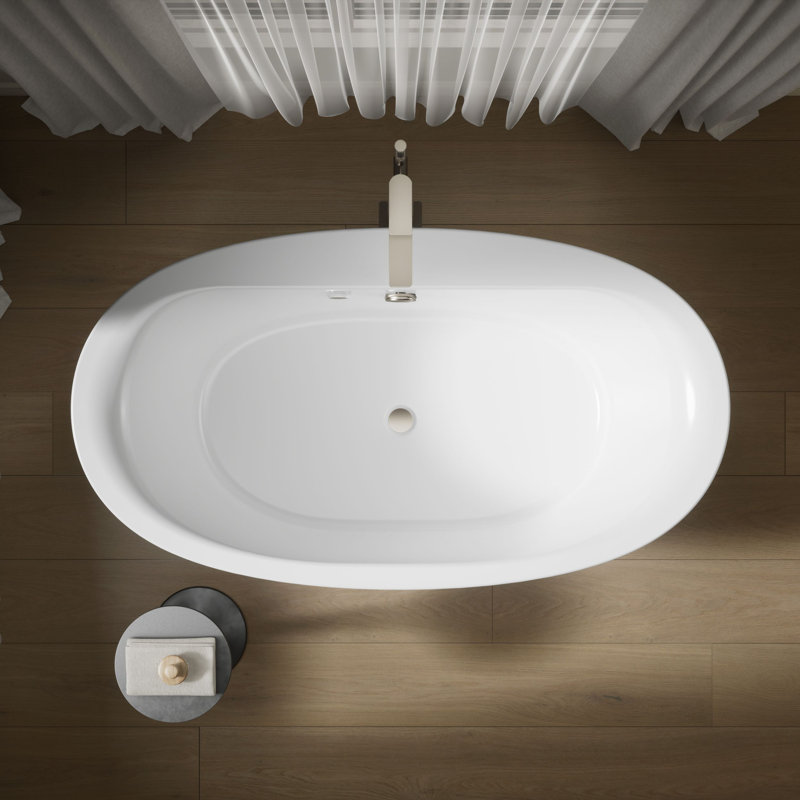 Sunstruck® 65.5" x 36" Freestanding Air Acrylic Bathtub Heater Included, White