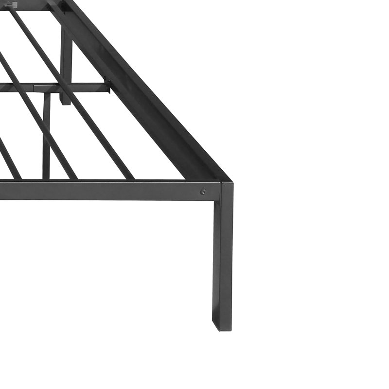 Queen Slat Headboard Design Bed, Charcoal Grey