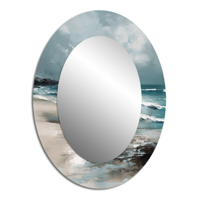 Coastal Waves III - Miroir mural ovale gris Coastal