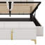 Lit plateforme tapissier avec système de rangement hydraulique, repose-pieds avec pieds en métal-127825637