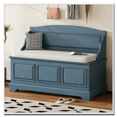 Retro Storage Bench with Soft-Close Lid and 2 Interior Compartments