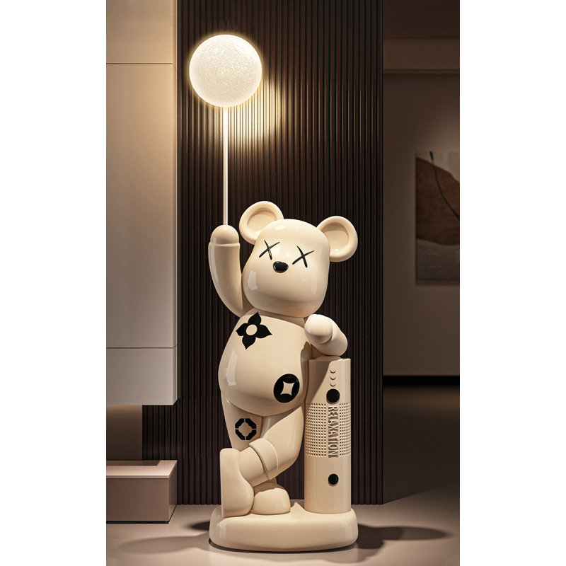 Lovely Resin Bear Led Moon Lamp Decor With Bluetooth