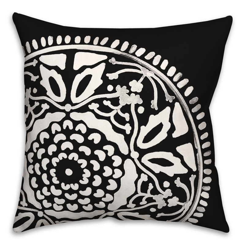 Housse et insert de coussin extérieur d'extérieur, Noir, Floral 5