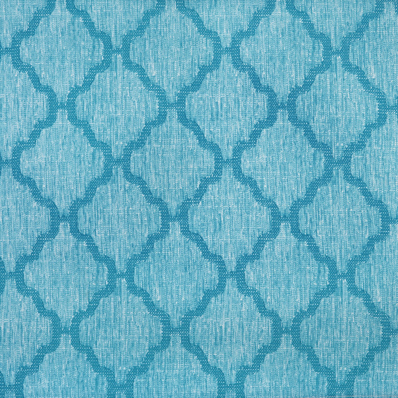 Geometric Tailored Kitchen Curtain, 58" W x 24" L, Turquoise