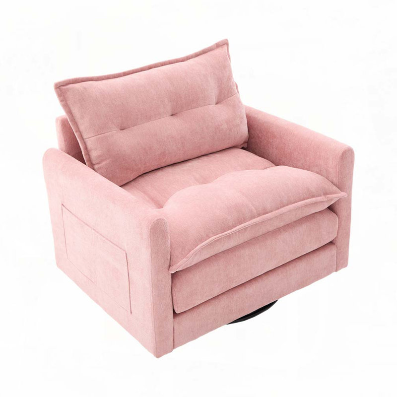 Mid Century Modern Swivel Barrel Chair, Pink