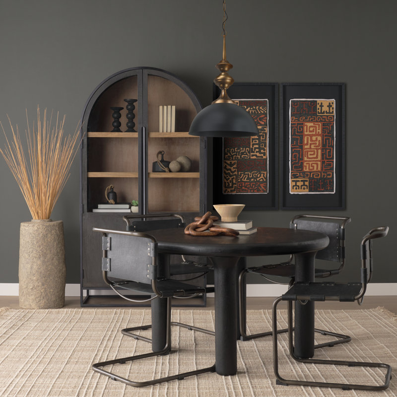 1 - Light Pendant, Black/Antique Brass