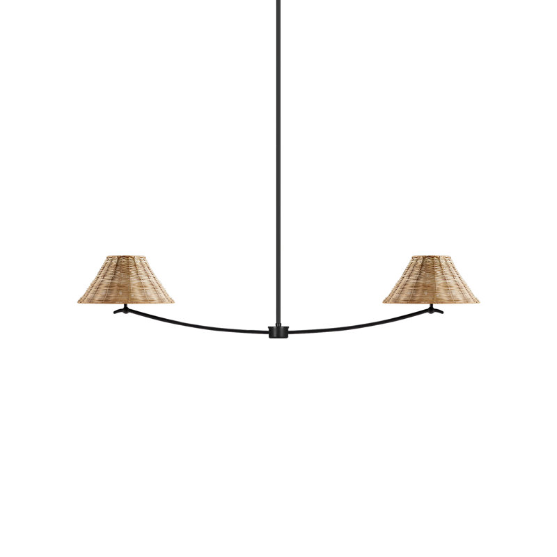 2 - Light Chandelier, Rattan