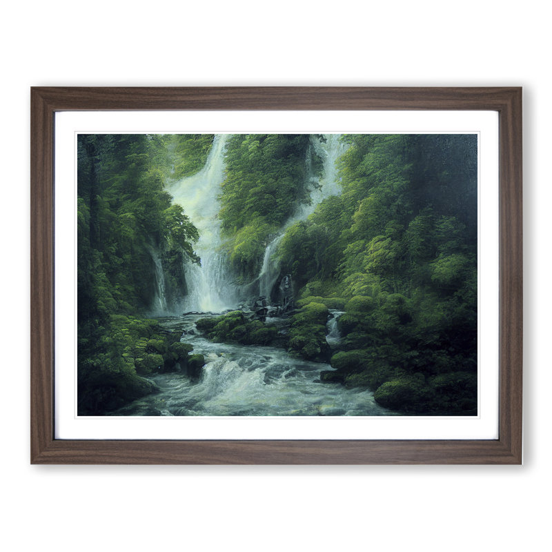 Otherworldly Waterfall - Single Picture Frame Print, Walnut, 46cm H x 64cm W x 2cm D