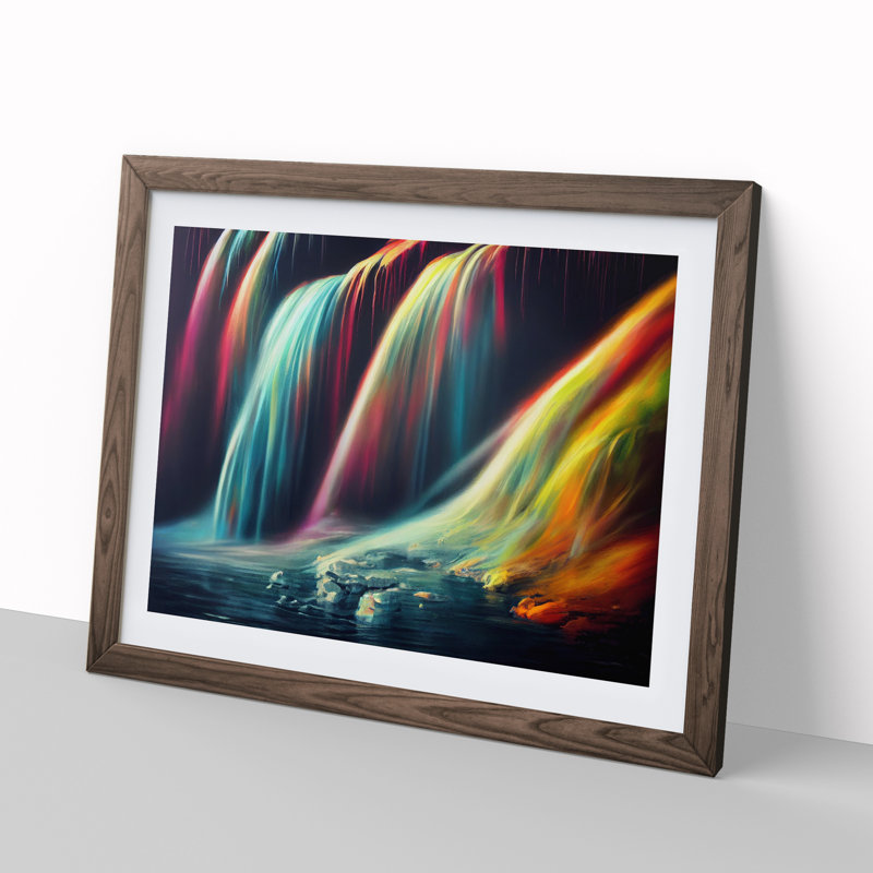 Waterfall Rainbow - Single Picture Frame Print, 25cm H x 34cm W, Dark Brown