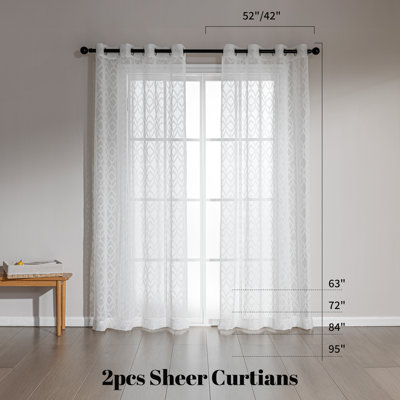 Sleep Zone Non-See-Through Sheer Curtains(Set of 2)