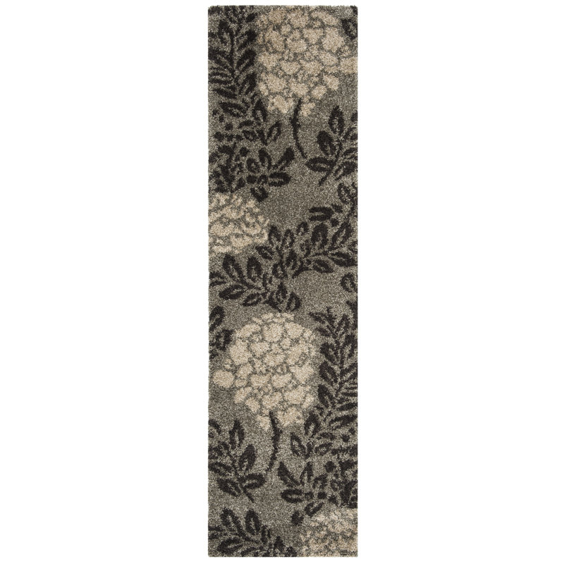 Tapis performance à poil long à motif floral Chanhassen, Tapis de couloir 2 pi 3 po x 8 pi
